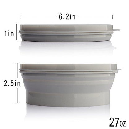 IYYI ME.FAM Silicone Collapsible Bowl with Lid - 800ML Folding Travel Bowl for Camping, Hiking - Heat Resistant - color: Blue