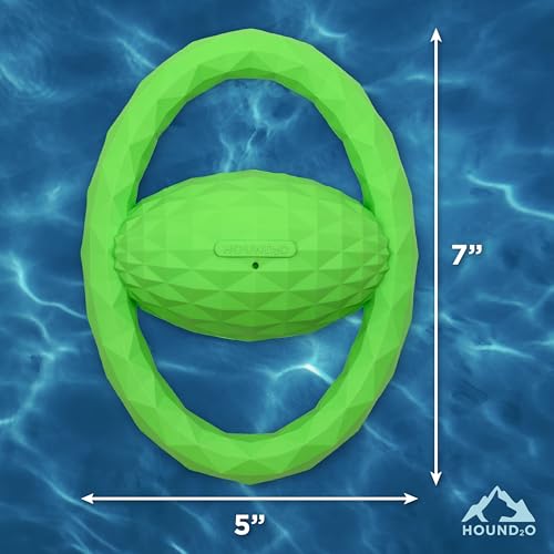 Playology HOUND2O Dog Toys | Squeaky Tug Ball Floating Outdoor Toy for Dogs | Bright Green Dog Ball for Tug of War and Fetch - color: Green