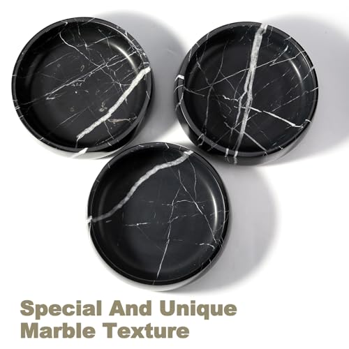 Karibiber Natural Marble Dog Bowl, 5lbs Non Slip Dog Food Bowl, Non Spill Weighted Water Bowls for Large Dogs, Durable Big Dogs Dish, Puppy Pet Bowls, Easy to Clean, Holds 6.5 Cups(Spain Black) - color: Black, size: L