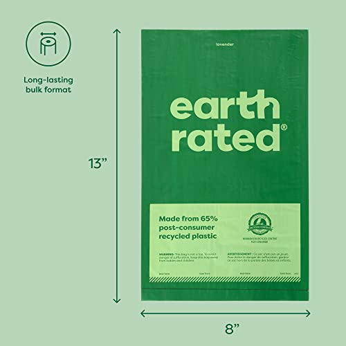 Earth Rated Dog Poop Bags, Thick Grab and Go Single Roll, Ideal for Backyard Pickups, Lavender Scented, 300 Count - style: Lavender