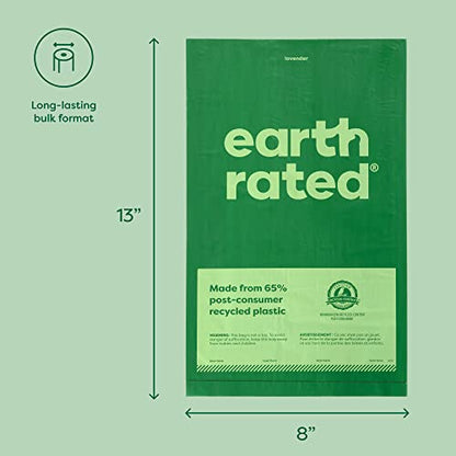 Earth Rated Dog Poop Bags, Thick Grab and Go Single Roll, Ideal for Backyard Pickups, Lavender Scented, 300 Count - style: Lavender