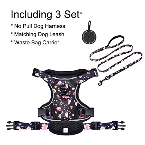 Petmolico Dog Harness for Small Dogs, Cute Harness Vest with Two Leash Clips and Soft Handle, Reflective Easy Walk Puppy Vest - Black Peach, Small - color: Black Peach, size: Small