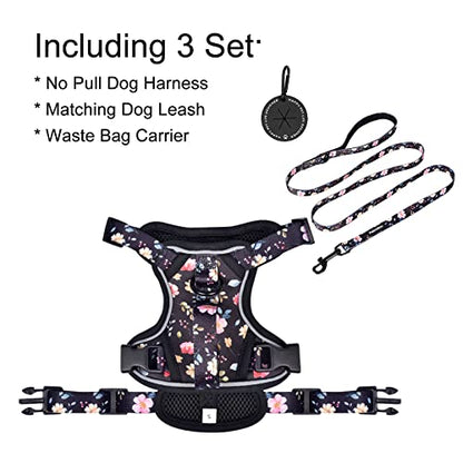 Petmolico Dog Harness for Small Dogs, Cute Harness Vest with Two Leash Clips and Soft Handle, Reflective Easy Walk Puppy Vest - Black Peach, Small - color: Black Peach, size: Small