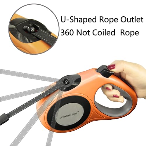 XL 16FT Retractable Dog Leash for Large Dog up to 120 lbs, Chew Proof Steel Wire Extender, One-Hand Brake & Lock, Tangle-Free Heavy Duty Walking Leash XL Orange - color: Orange