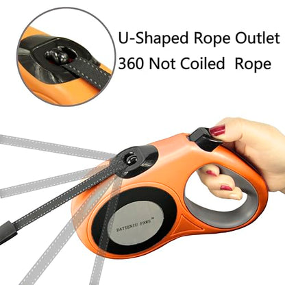 XL 16FT Retractable Dog Leash for Large Dog up to 120 lbs, Chew Proof Steel Wire Extender, One-Hand Brake & Lock, Tangle-Free Heavy Duty Walking Leash XL Orange - color: Orange