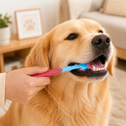 10 Pack Dog Tooth Brushing Kit, Pet Dog Toothbrush 2 Triple Head Pet Toothbrushes 360 Degree Finger Toothbrushes 4 Double Head Tooth Brush Dental Cleaning Brushes for DogCat Oral Dental Health