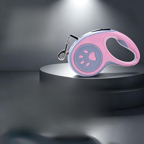Retractable Dog Leash 118.11 Inches Extendable Lead with Strong Nylon Tape Tangle-Free One-Handed Brake Pause Lock for Small Medium Dogs (Pink) - color: Pink