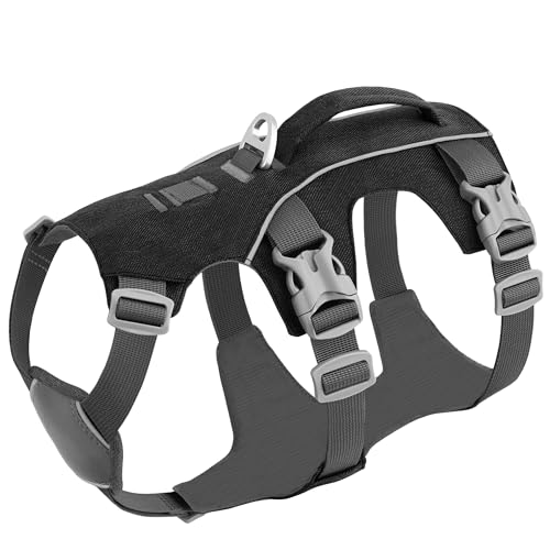 Escape Proof Dog Harness Medium Sized Dog, Reflective No Pull Dog Vest with Handle, Lightweight Full Body Pet Harness Adjustable for Walking,Training(Black,Chest:17-32") - color: Black, size: M: Chest 17-32", Fit 25-55 lbs