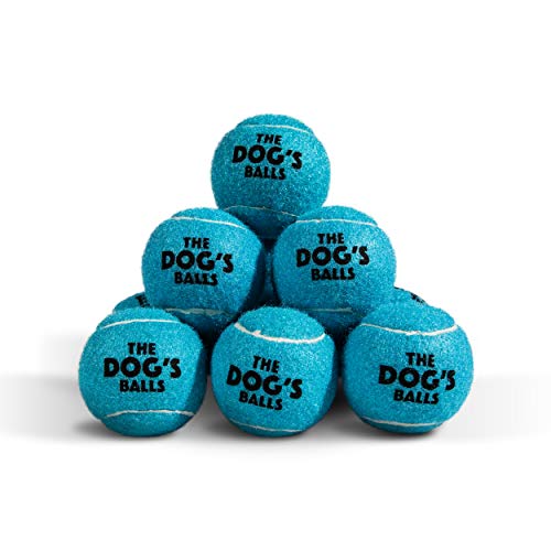The Dog's Balls Dog Tennis Balls Tough 2.5" 12-Pack Blue Floats in Water | Our fetch balls combine non-abrasive felt exterior and a thicker rubber core Durable Dog Toy for Outdoor Play & Training - color: Blue, size: 12 Medium Tennis Balls