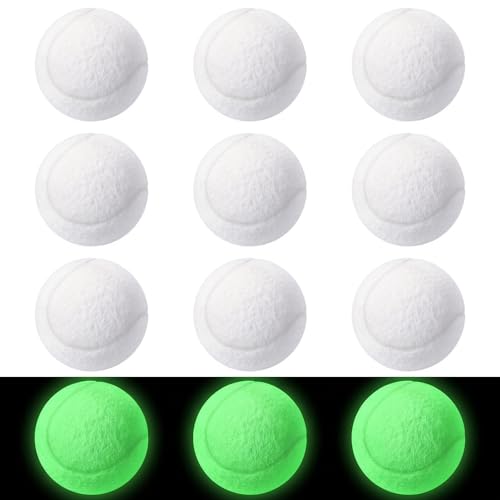 12 Pack Glow in The Dark Tennis Balls Dogs, 2.5 Inch Glowing Fetch Bounce Balls for Pets Small Medium Dogs(White)
