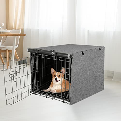 X-ZONE PET Double Door Dog Crate Cover - Polyester Pet Kennel Cover Fits 30 inches Wire Crate Grey - color: Grey, size: 30.0"L x 19.0"W x 21.0"H