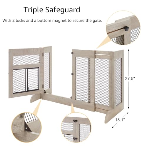 unipaws Dog Gate Indoor to Separate Puppy and Large Dogs for Stairs, Freestanding Walk Through Pet Gate with Small Door, Adjustable 33.3-41.6 Inches Wide