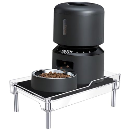 Beautyflier Raised Dog Feeder Stand Elevated Holder for Automatic Cat & Dog Feeders Pet Water Bowl Dispenser Stand Adjustable Fits Small Jugs Holds 5KG, Black (Holder ONLY) - color: Clear