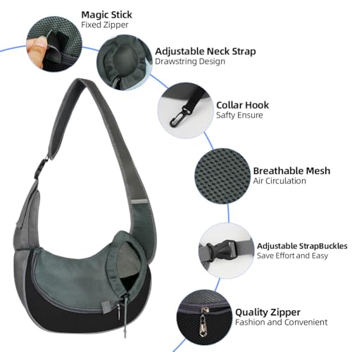 Dog Sling Carrier, Mesh Breathable Puppy Sling with Soft Adjustable Widen Padded Strap, Hand-Free Dog Purse Carriers for Small Dogs Cats, Pet Carrier Backpack for Travel Outdoor, Black - color: Single Bag-Black-Large
