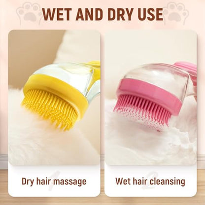 2026 New Dog Bath Brush Soft Silicone Bristle for Bathing Pets Grooming Massage BrushPet Bath Brush with Shampoo Dispenser, (green-b) - color: green-b