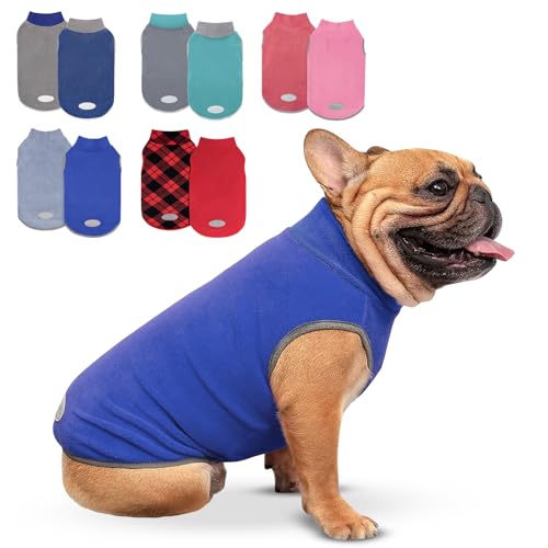 cyeollo 2 Pack Fleece Dog Sweater Pullover Dog Sweatshirt Reflective Lightweight Sweaters Pet Clothes for Small Dogs Boy Pet Apparel, Blue & Mist Blue S - color: Blue & Mist Blue, size: Small