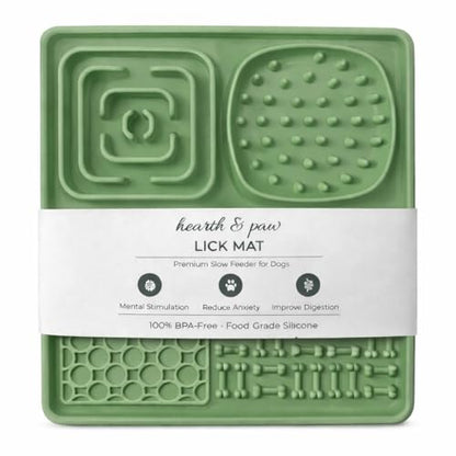 Hearth & Paw Silicone Lick Mat for Dogs, Sage Green | Slow Feeder & Enrichment Mat, Food-Grade 100% BPA-Free Silicone, Mental Stimulation, Better Digestions, Anxiety Relief - color: Sage Green
