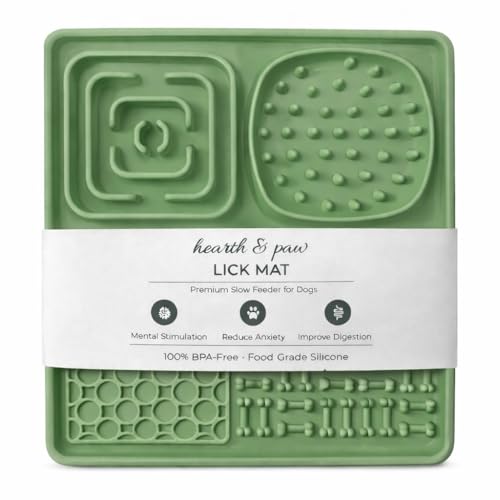 Hearth & Paw Silicone Lick Mat for Dogs, Sage Green | Slow Feeder & Enrichment Mat, Food-Grade 100% BPA-Free Silicone, Mental Stimulation, Better Digestions, Anxiety Relief - color: Sage Green