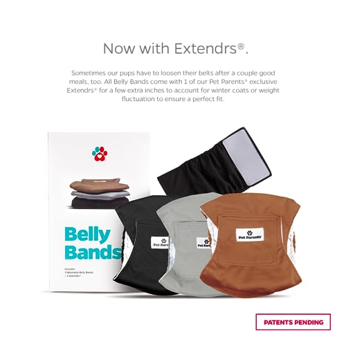 Pet Parents® Washable Belly Bands for Male Dogs (3pack) + Extendrs® of Durable Dog Diapers Male, Premium Male Dog Diapers & Dog Wraps (Small, Natural) - color: Natural, size: Small (13-16")