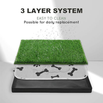 HQ4US 4LEGS Dog Grass Pad with Foldable Dog Litter Box,Small Liner Base for Balcony，Ultra-Absorbent Artificial Grass Pads for Dogs Pee Pad Holder, Potty Training, 2 PCS Reusable Pee Pads - size: Small for Dog＜ 19" Length