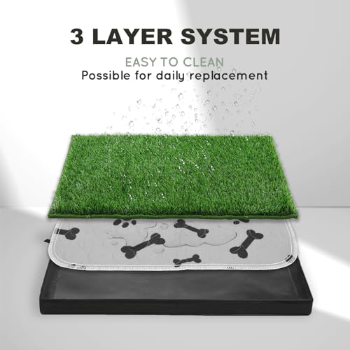 HQ4US 4LEGS Dog Grass Pad with Foldable Dog Litter Box,Extra Large Liner Base for Balcony，Ultra-Absorbent Artificial Grass Pads for Dogs Pee Pad Holder, Potty Training, 2 PCS Reusable Pee Pad - size: X-Large for Dog＜ 38" Length