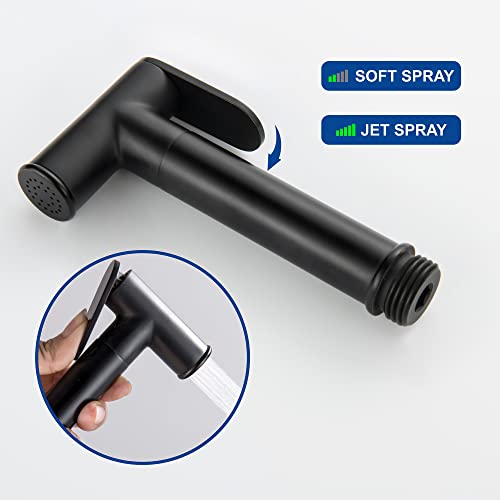 SHAMANDA Wall Mounted Bidet Sprayer Set, Stainless Steel Round Handheld Bidet Attachment, Matte Black, BDS09-7 - color: Matte Black, style: Hot & Cold Water Modes-Round