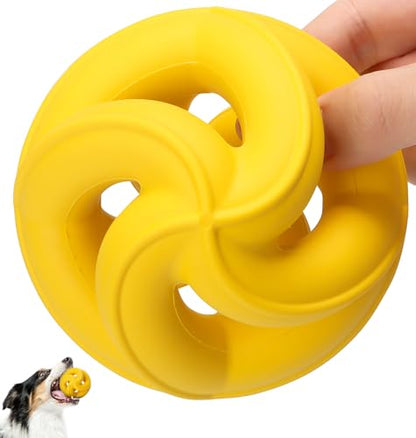 Natural Rubber Indestructible Dog Toys, Durable Dog Chew Toys for Aggressive Chewers - Interactive Dog Toy Balls for Anxiety Relief, Safe for Most Breeds, Fetch Training, 4", Lemon - color: Lemon