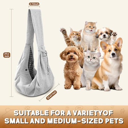 Pet Sling Carrier Bag, Hands-Free Shoulder Strap, for Small Dogs and Cats, Black (Black) (Grey) - color: Grey