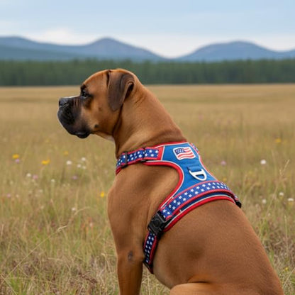 Extra Large Dog Harness, Heavy Duty Patriotic Pet Vest for German Shepherd, Golden Retriever, No Pull XL Puppy Chest Harness with Neck Buckles & Handle, Tactical Doggie Walking Gear (X-Large) - size: X-Large