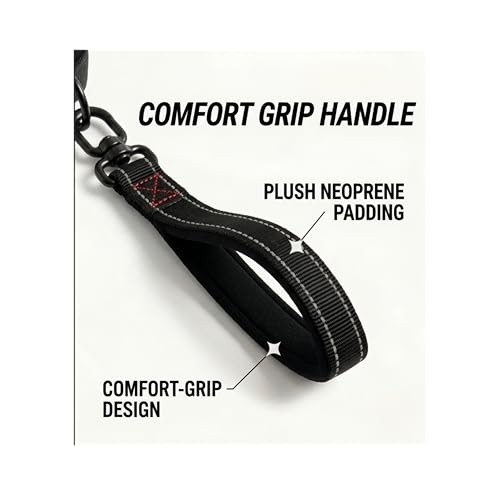 X11PAWS - Heavy Duty Dog Leash Hands Free Bungee | Two Large Dogs Up to 250 lbs | Comfortable Shock Absorbing Bungee | Reflective Dual Padded Handles | Lumbar Waist Belt 24-42" | 360° Swivel Clips