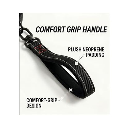 X11PAWS - Heavy Duty Dog Leash Hands Free Bungee | Two Large Dogs Up to 250 lbs | Comfortable Shock Absorbing Bungee | Reflective Dual Padded Handles | Lumbar Waist Belt 24-42" | 360° Swivel Clips