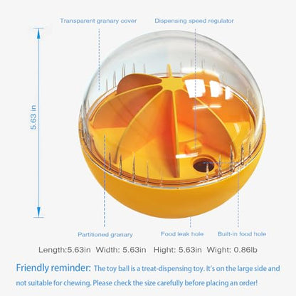 Dog Treat Ball, Interactive Squeaky Mental Stimulation Toys, Slow Feeder Puzzle Toys for Medium/Large Dog Breeds - color: orange