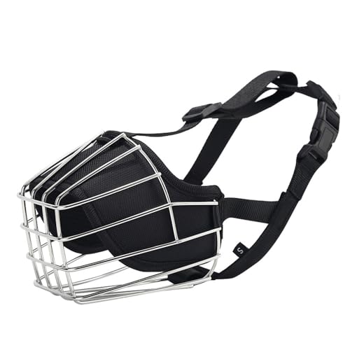 Dog Muzzle Adjustable Durable Metal Wire Basket for Large (M) - size: M