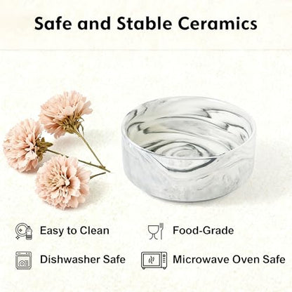 Elevated/Raised Ceramic Dog Bowl with Bamboo Stand,Marble Pattern 7 Inch 7.6 Cups Non Slip Heavy Weighted Single Pet Dish,Reduces Neck Strain Marble Gray - color: Marble Gray, size: 7.6Cups - Large