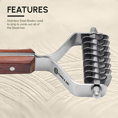 Flamia & Jabz Undercoat Rake for Dogs & Cats, Dematting Grooming Stripper Tool (8 Blades) - size: 8 Blades