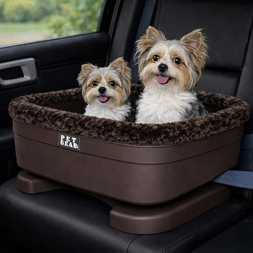 Pet Gear Booster Seat for Dogs/Cats, 22 Inch, Fudge Ripple | Removable Washable Comfort Pillow + Liner, Safety Tethers Included, Installs in Seconds, No Tools Required - color: Fudge Ripple, size: 22 Inch