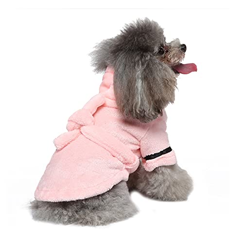 Dog Bathrobe for Small Dogs Winter Luxury Soft Flannel Thickened Hooded Pajamas Quick Drying and Super Absorbent Dog Bath Towel Soft Pet Nightwear for Puppy Small Dogs Cats,Pink - size: M