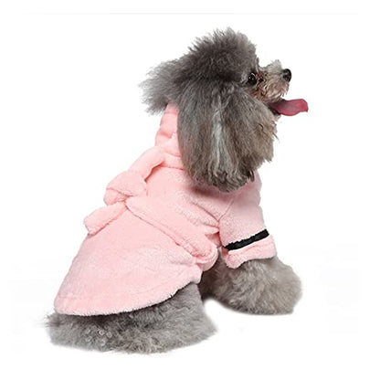 Dog Bathrobe for Small Dogs Winter Luxury Soft Flannel Thickened Hooded Pajamas Quick Drying and Super Absorbent Dog Bath Towel Soft Pet Nightwear for Puppy Small Dogs Cats,Pink - size: M