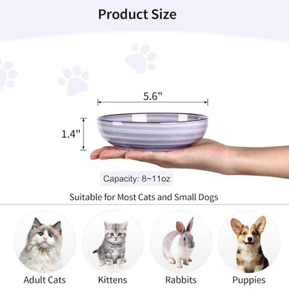 Selamica 세라믹 고양이 그릇 4개 세트, 고양이 사료 그릇 위스커 친화적, 음식과 물용, 14cm(5.6인치) 얕은 넓은 새끼 고양이 접시, 식기 세척기 사용 가능, 그라데이션 색상 - color: 그라데이션 색상, size: 5.6 Inch, Set of 4