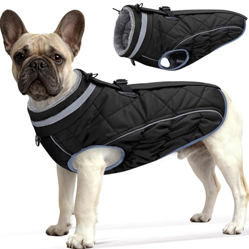 Dog Coat, Warm Dog Winter Coat for Small Dogs, Waterproof Jacket with Harness Built in, Reflective Turtleneck Cold Weather Coats with Zipper,Pet Fleece Vest Snow Jacket, Black S - color: Black, size: S