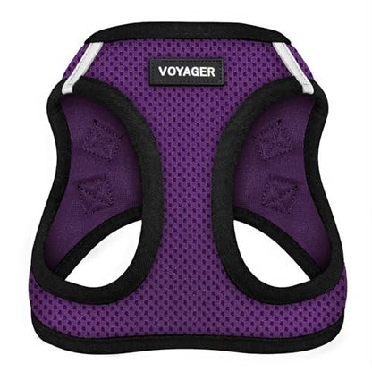 Best Pet Supplies - All Weather Mesh/Plush, Reflective, No Pull Harness for Small, Medium Dogs, Cats - Secure with Hook & Loop Fastener, Buckle, Double D-Rings - Purple/Black Trim, XS - color: Harness (Purple/Black Trim), size: XS (Chest: 13 - 14.5")