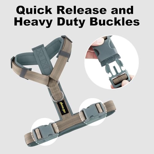 Plutus Pet No Pull Dog Harness, Adjustable Nylon Harness with Soft Padding, Reflective and Heavy Duty Dog Harness for Small, Medium, Large Dogs(Beige, L) - color: Beige, size: L