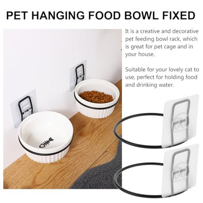 Artibetter 2pcs Iron Pet Bowl Fixed Rack Wall Mounted Feeder Hanging Bracket Holder with 3 Nail-Free Adhesive Pads for Dogs and Cats Raised Feeding Station