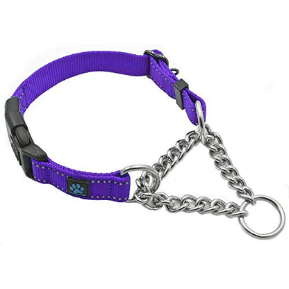 Max and Neo Stainless Steel Chain Martingale Collar - We Donate to a Dog Rescue for Every Collar Sold (Small, Purple) - color: PURPLE, size: Small