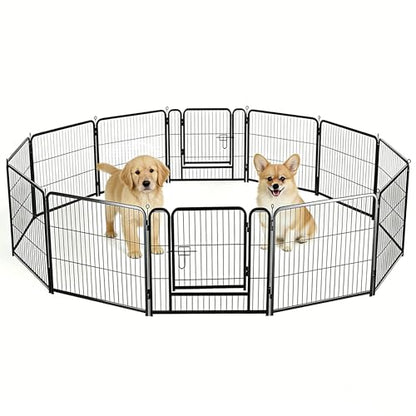 Simple Deluxe Dog Playpen Outdoor Indoor, 24 Inch 12 Panels Dog Fence for Small Dogs Puppy, Perfect Dog Pen for Camping, Yard, RV, Garden Fence, Black - size: 24 Inch 12 Panels