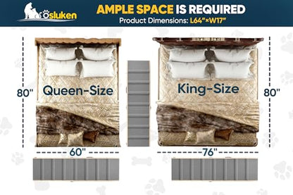 2026 Upgraded Dog Ramp for Bed, 64" Long Foldable Pet Ramp for Small Large Dogs, Dog Ramps for High Beds Car, High Traction with Platform 6 Adjustable Heights 24" to 30" Up to 220LBS, Gray