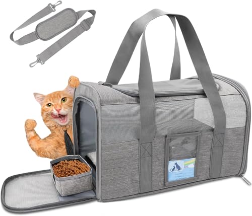 Refrze Cat Carrier for Large Cats 20 lbs, Medium Cat Under 25 lbs, Dog Carriers for Small Dogs, Soft Travel Pet Carrier for 2 Cats Small Dogs, Grey - color: Grey, size: 18.0"L x 12.5"W x 12.5"H