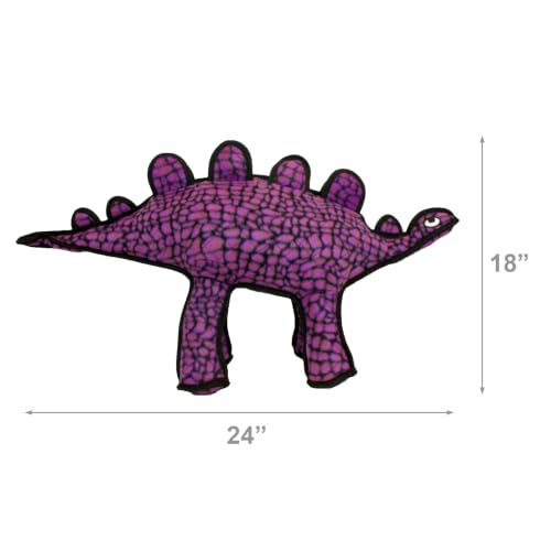 TUFFY - World's Tuffest Soft Dog Toy - Dinosaur Stegosaurus- Squeakers- Multiple Layers. Made Durable, Strong & Tough. Interactive Play (Tug, Toss & Fetch). Machine Washable & Floats - color: Purple Stegosaurus Dinosaur