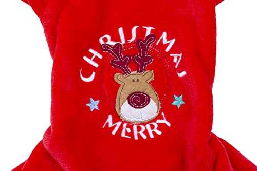 Christmas Puppy Dog Hoodies for Small Medium Dogs, Hooded Sweatshirt with Pocket Pet Cat Hoody Clothes Sweaters Fleece Coat Dog Costume - color: Red, size: Small