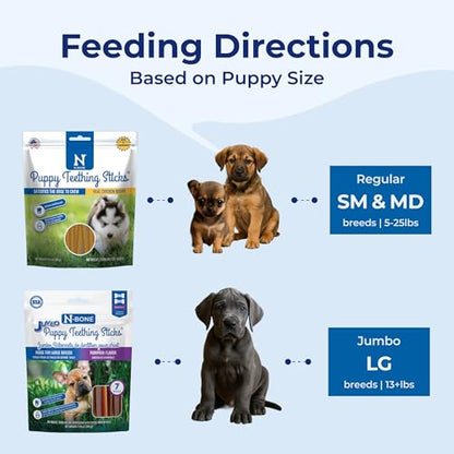 N-Bone Puppy Teething Sticks, Peanut Butter Flavor, Natural Puppy Chew Sticks & Teething Treats, SQF Certified, Made with Rice Flour for Easy Digestion, Calcium Enriched (3.7oz) - size: 3.7 Ounce (Pack of 1)